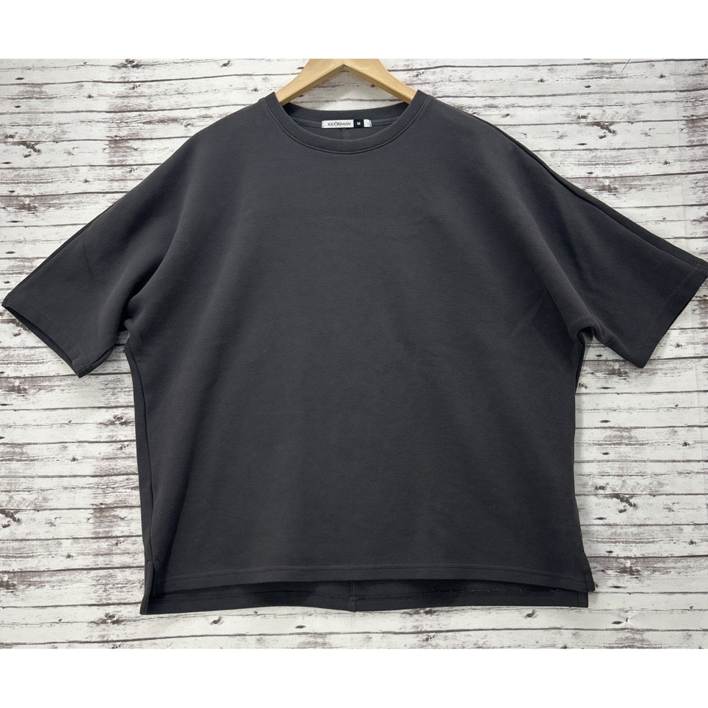 Kidoriman T-Shirt Mens M Gray Oversized Textured Short Sleeve Back Seam Slit